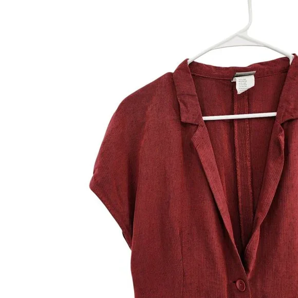 Lilith Vintage Women's Linen Blend Button Front Fitted Blouse - M - Picture 2 of 8